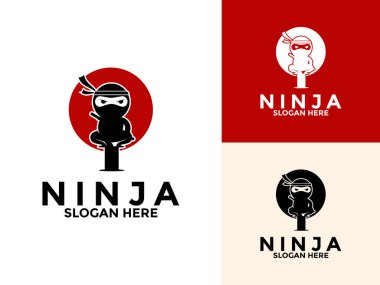 Modern Ninja logo vektör tasarımı konsepti, ninja logo tasarım şablonu