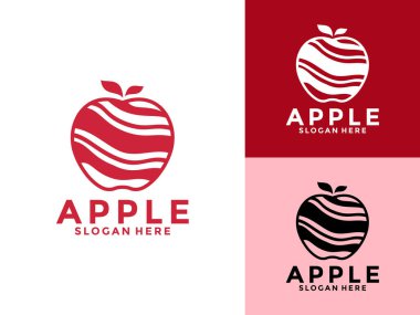 Apple Taze Meyve Logosu tasarım vektörü, Sağlıklı Meyve Kırmızı Elması logo şablonu