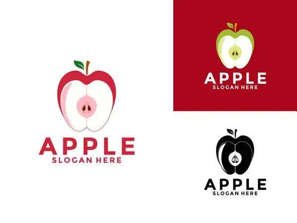 Apple Taze Meyve Logosu tasarım vektörü, Sağlıklı Meyve Kırmızı Elması logo şablonu