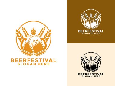 Bira Zamanı logo vektörü, Bavyera bira fabrikası festivali. Oktoberfest logo vektörü illüstrasyonu