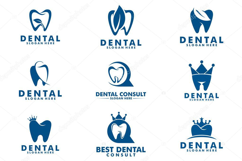 Set of dental logo vector illustration, Dentist Logo collection vector