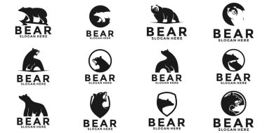 Ayı logo tasarım vektörü seti, Ayı logo koleksiyonları