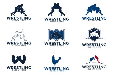 Güreş logosu şablonu seti, Güreşen Spor Silueti logo şablonu