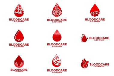 Set of Blood logo vector, Blood care logo design, Drip Blood logo design template clipart