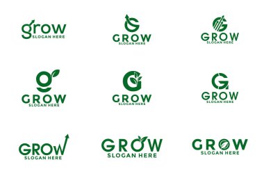 Büyüme logo vektörü kümesi, büyüme logo tasarım şablonu