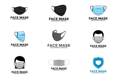 Maske logo dizayn vektörü, maske logo dizayn şablonu