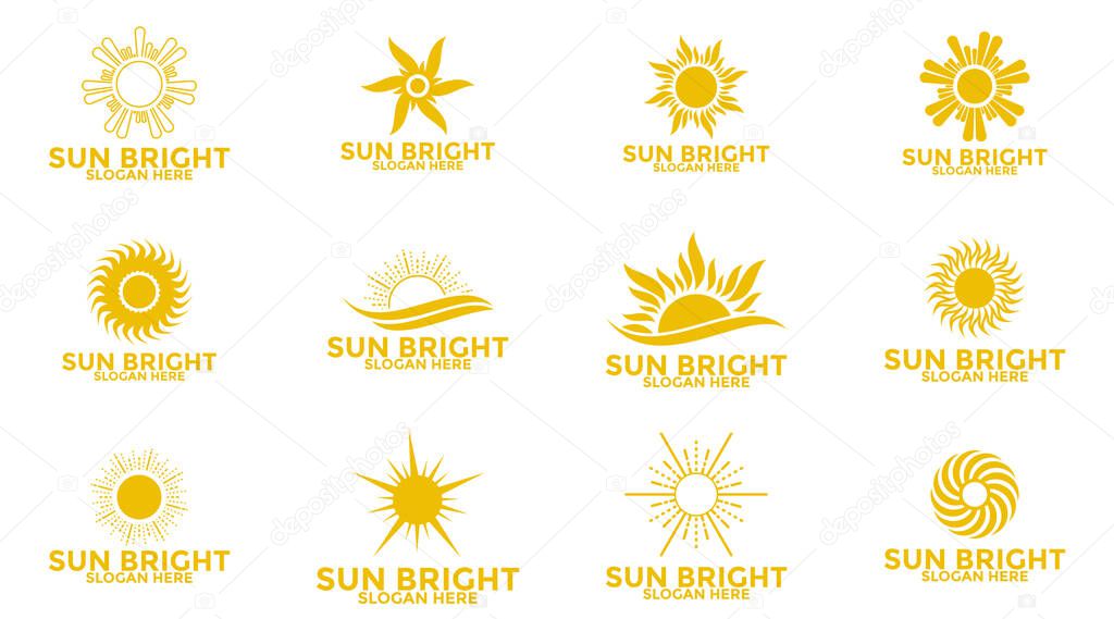 Big set of Sun logo design vector template Icon symbol Illustration, Sun Bundle collections