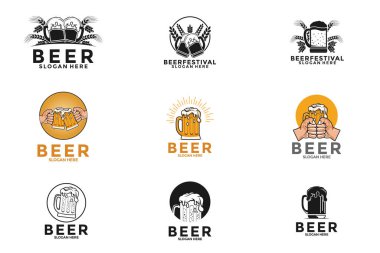 Bira logosu ve amblem seti. Vektör bira logo koleksiyonları