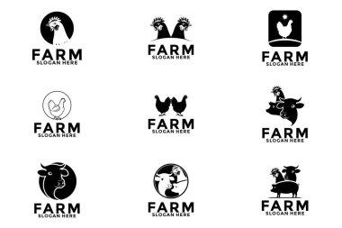 Set of Farm logo design vector, livestock logo design vector concept illustration clipart