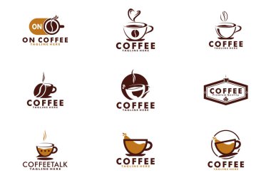 Kahve logosu ikonu. Kahve logosu Vektör illüstrasyon koleksiyonları