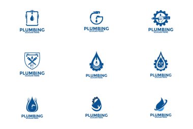 Tesisat logosu dizayn vektörü, Su Hizmetleri logo koleksiyonları