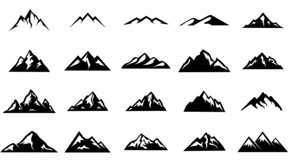 mountain silhouette icon vector set for logo, Mountain icon collections