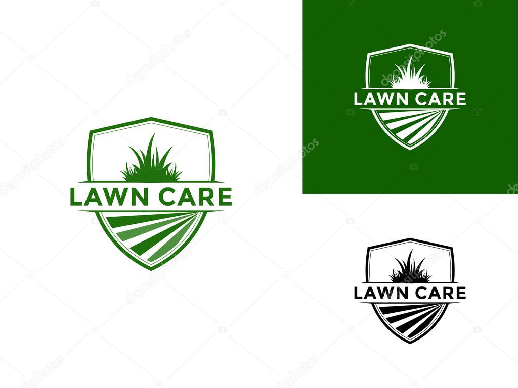 Lawn care logo design vector, landscape, grass concept logo design template