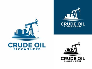 Crude Oil Maden Pompası Logosu Tasarımı, Minimal Petrol ve Gaz Sondaj Endüstrisi Logo Şablonu