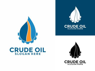 Crude Oil Maden Pompası Logosu Tasarımı, Minimal Petrol ve Gaz Sondaj Endüstrisi Logo Şablonu