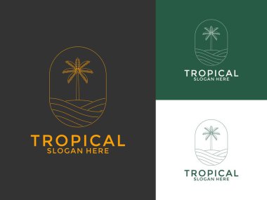Tropikal Palm Leaves Logo Vektörü simgesi, Tropikal logo tasarım şablonu