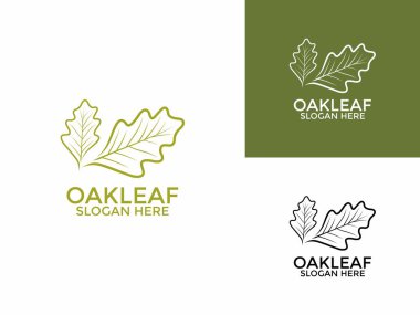 Meşe yaprağı logosu tasarım illüstrasyon vektör şablonu, Yeşil Meşe Yaprakları logo tasarım simgesi