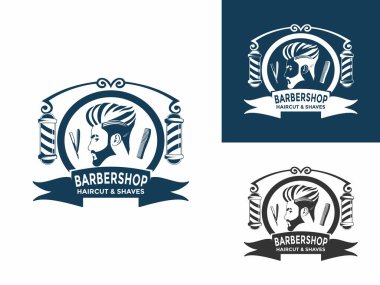 Berber Dükkanı Logo Vektör Şablonu, Klasik Moda Berber Dükkanı simgesi