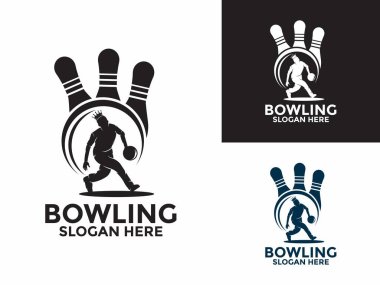 Bowling spor logosu vektörü, Crown logo tasarım şablonu, Yaratıcı Bowling logosu ikonu