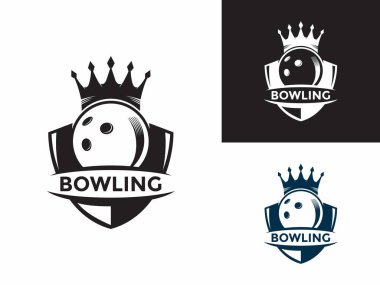 Bowling spor logosu vektörü, Crown logo tasarım şablonu, Yaratıcı Bowling logosu ikonu