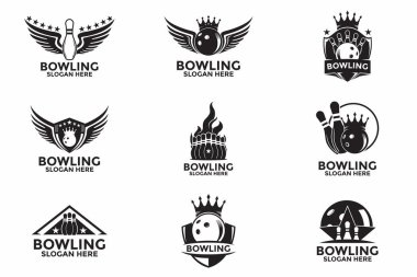 Bowling spor logo vektörü, Yaratıcı Bowling vintage logo tasarım şablonu