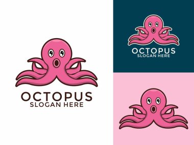 Ahtapot maskotu logo tasarımı Vektör, Şirin Kalamar, Kraken, Ahtapot maskot logosu çizimleri