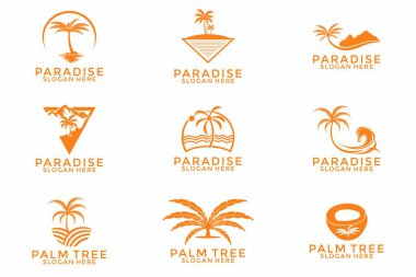 Palmiye ağacı hipster vintage logo vektörü, Palmiye ağacı logo tasarım şablon koleksiyonları