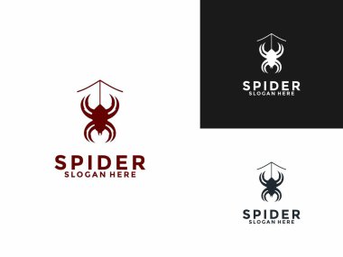 Örümcek logosu tasarım vektörü, Örümcek Ağı logo şablonlu Örümcek Böceği