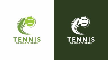 Güç Topu Tenis logosu vektörü, Tenis Spor Logosu Swoosh tenis topu ikonu ile Şablon Tasarımı