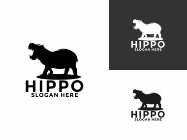 hipopotam logosu tasarımı vektör çizimi, hipopotam hayvan modern logo tasarım şablonu