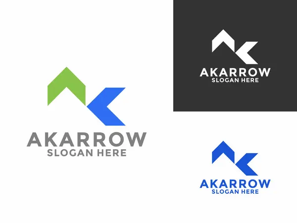 Kalaşnikof ve Ok logosu tasarımı. Yaratıcı tasarım Fintech, teknoloji, ok, büyüme ve simge logo ikonu taşıyıcısı