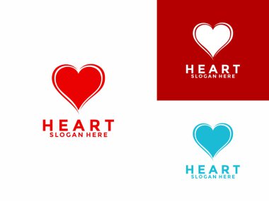 Kalp şekli logo vektör şablonu. Heart Valentine logo tasarımı simgesi