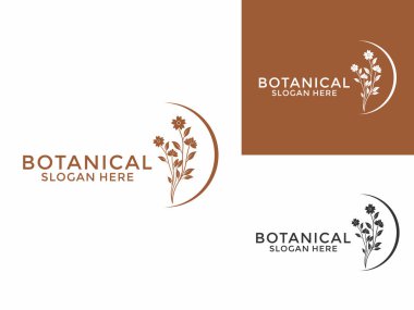Doğa çiçekli botanik logo taşıyıcısı. Vintage biçimi Çiçek Bitkisi logo tasarım şablonu