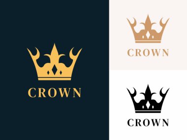 Crown logo tasarım vektör şablonu. Premium Crown tarzı logo simgesi