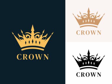 Crown logo tasarım vektör şablonu. Premium Crown logo vektör simgesi