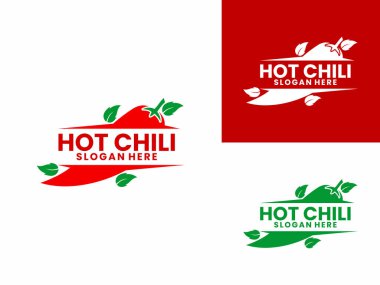 Hot Chili biber logo tasarım vektör şablonu. Baharatlı ya da Chili soslu logo tasarımı simgesi