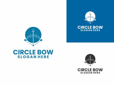 Dairesel logo tasarım vektör şablonu olan yay. Okçuluk basit logo tasarımı simgesi