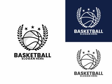 Basketbol klasik logo tasarım vektörü. Top sepeti logo tasarım şablonu