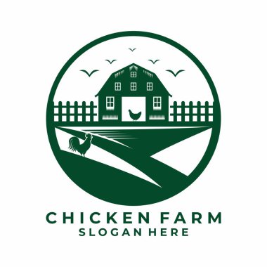 Tavuk logosu tasarım şablonu olan çiftlik evi