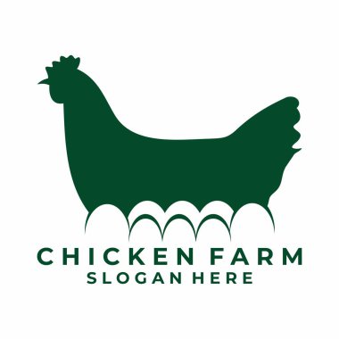 Çiftlik tavuğu logosu tasarım vektörü. Yumurta logo tasarımı simgesi olan tavuk