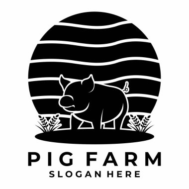 Domuz Çiftliği logo tasarım vektör şablonu
