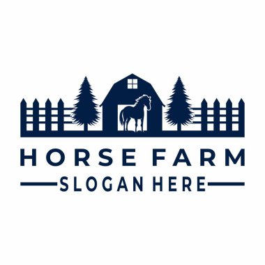 At çiftliği logo ikonu vektörü. At Çiftliği Logosu Tasarım Şablonu