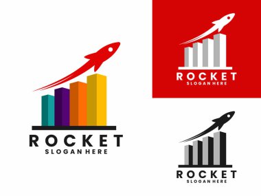 Rocket Launch with cart logo design vector. Business growth up logo