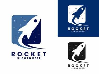 Rocket Apps logo design vector template. Rocket space logo icon
