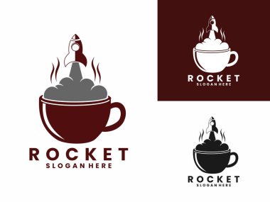 Coffee Rocket logo design vector template. Rocket drink logo. Rocket Mug logo design icon