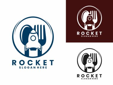 Rocket food logo design vector. Rocket with a spoon and fork logo design template