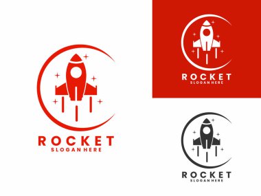 Rocketship with circle line logo design vector. Creative Rocket logo design icon