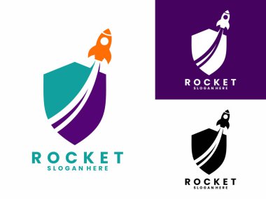 Rocket shield logo design vector template. Startup protections logo icon