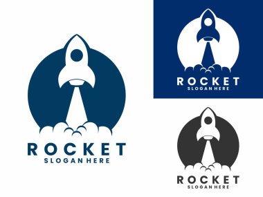 Rocket Launch logo design vector, Rocket with circle shape logo