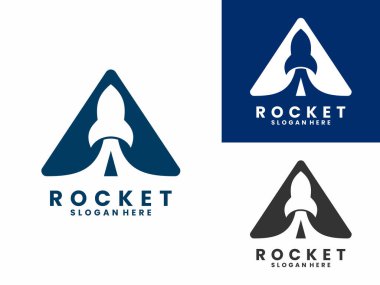 Rocket ship with triangle logo design vector